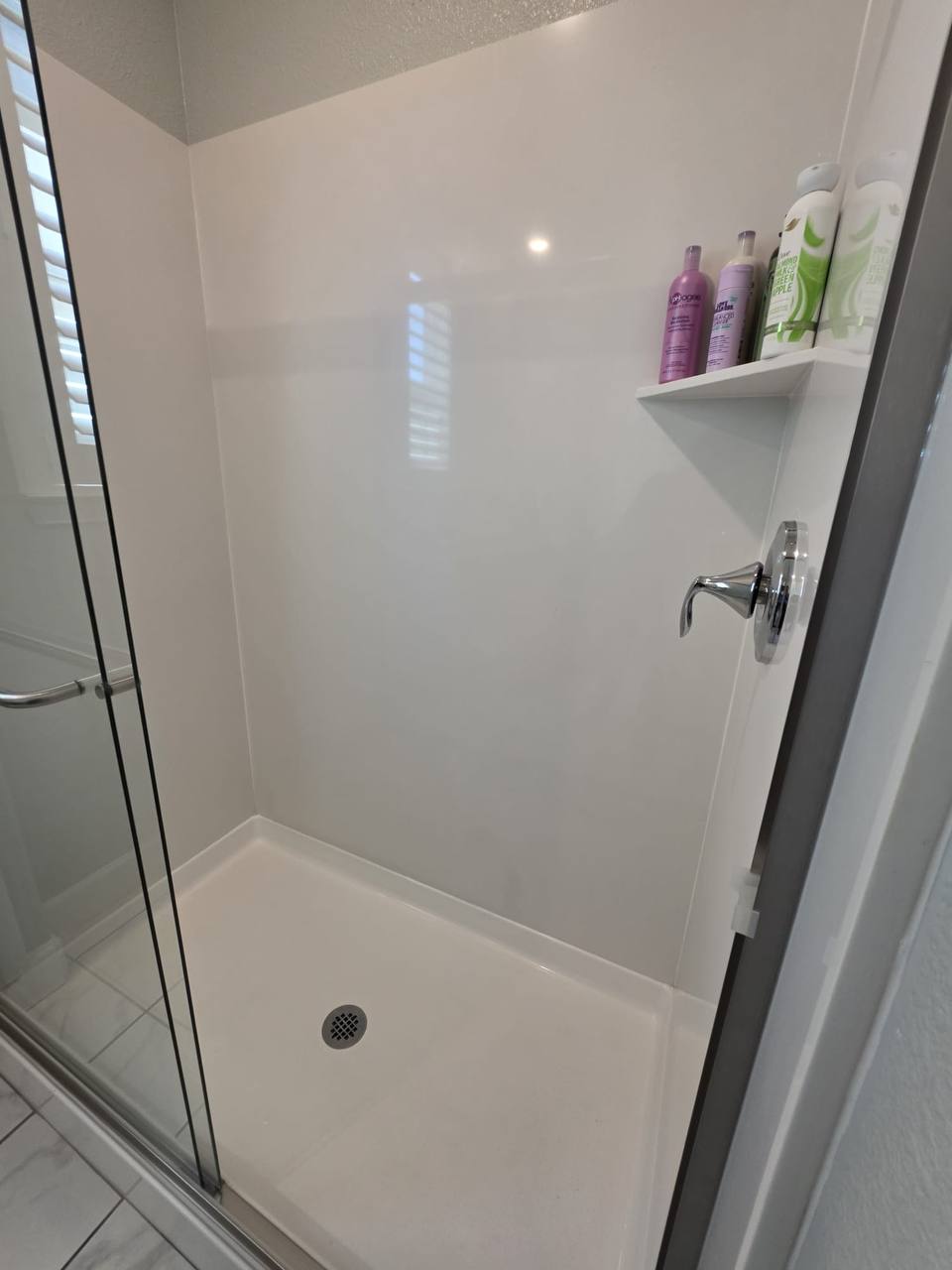 Bathroom shower after a Sacramento-area deep clean